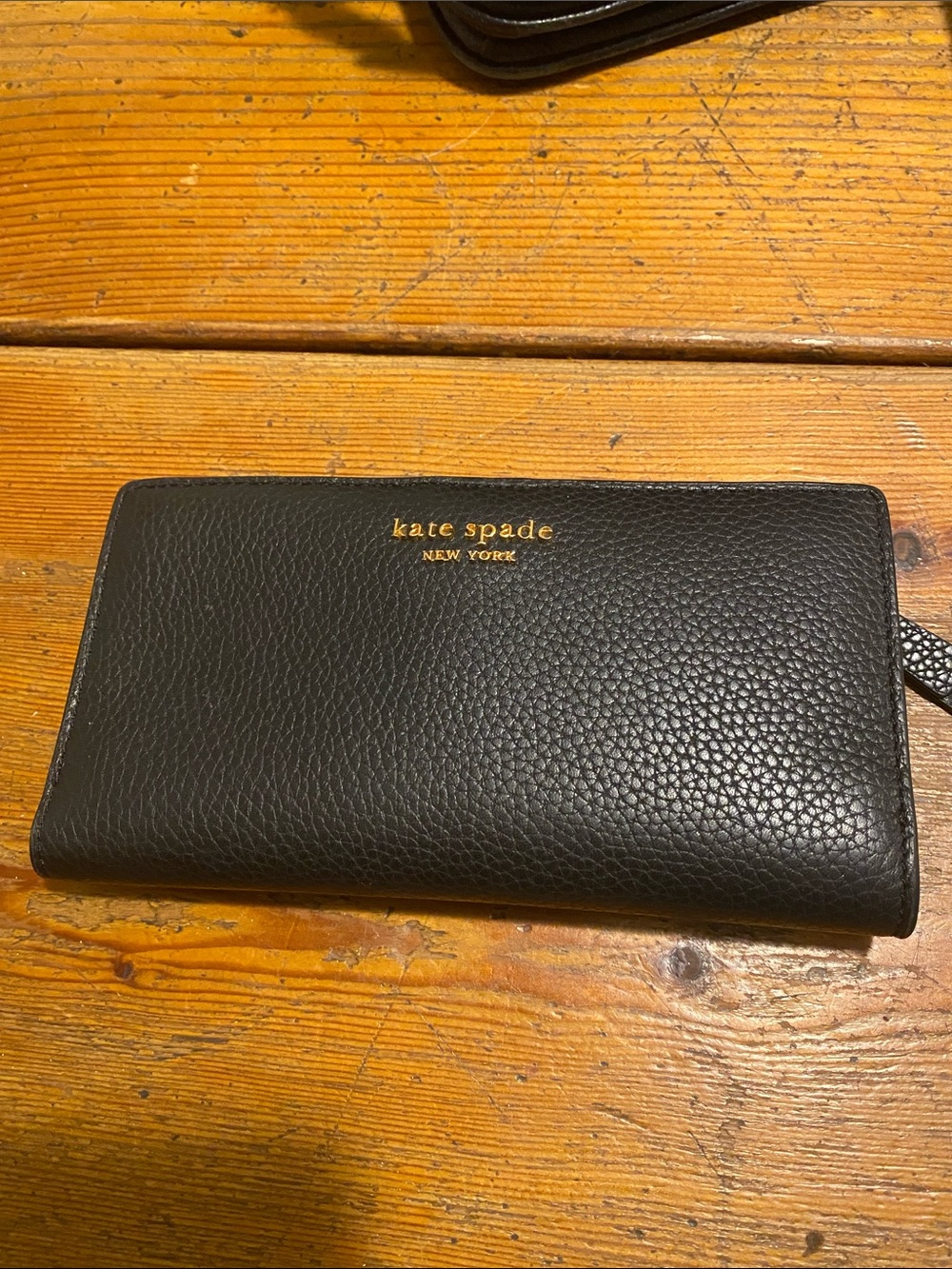 kate spade black pebbled leather Veronica wallet